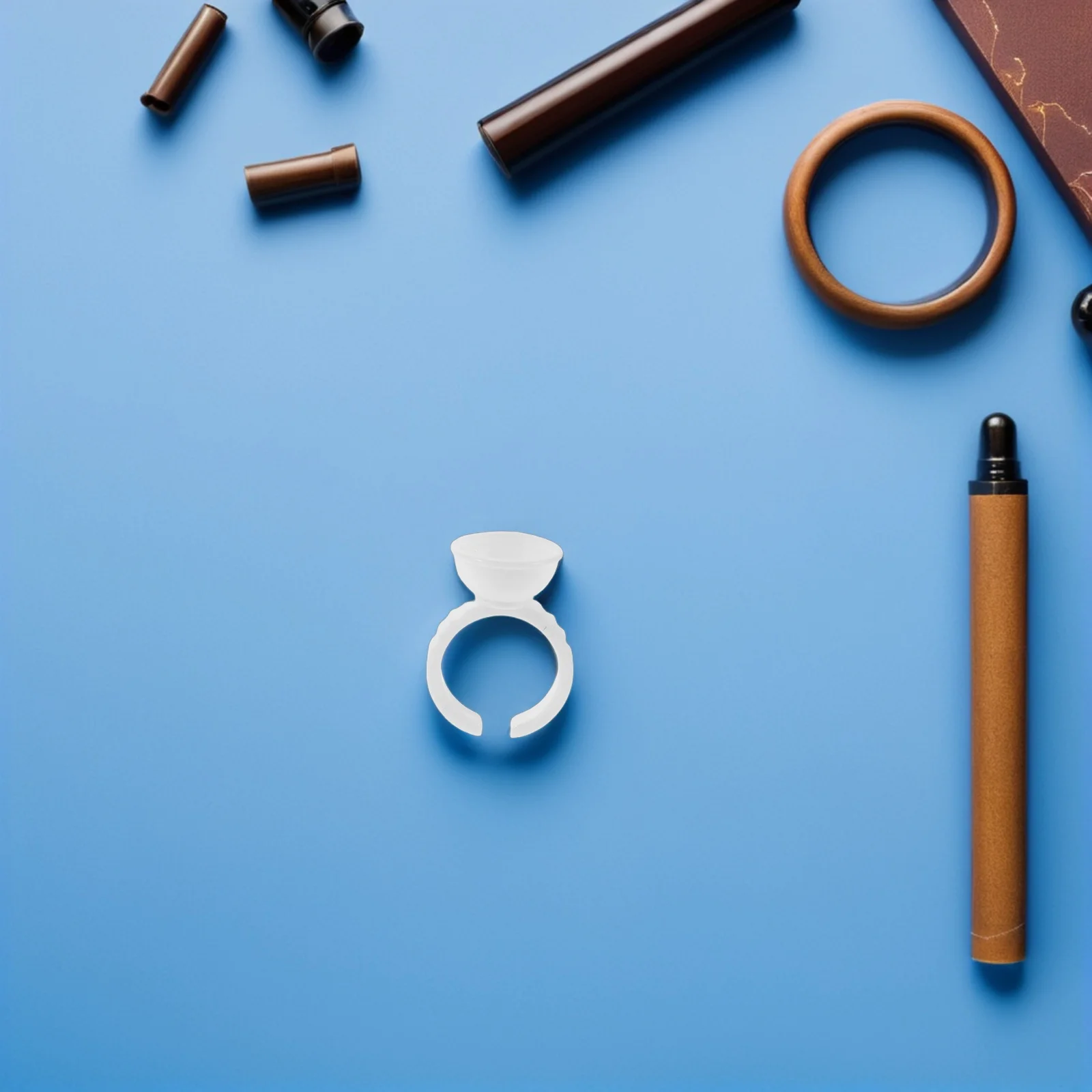 

500Pcs Disposable Tattoo Rings White Plastic Lash Glue Holder Nail Art Eyelash Extension Supplies No Divider Pigment Holder