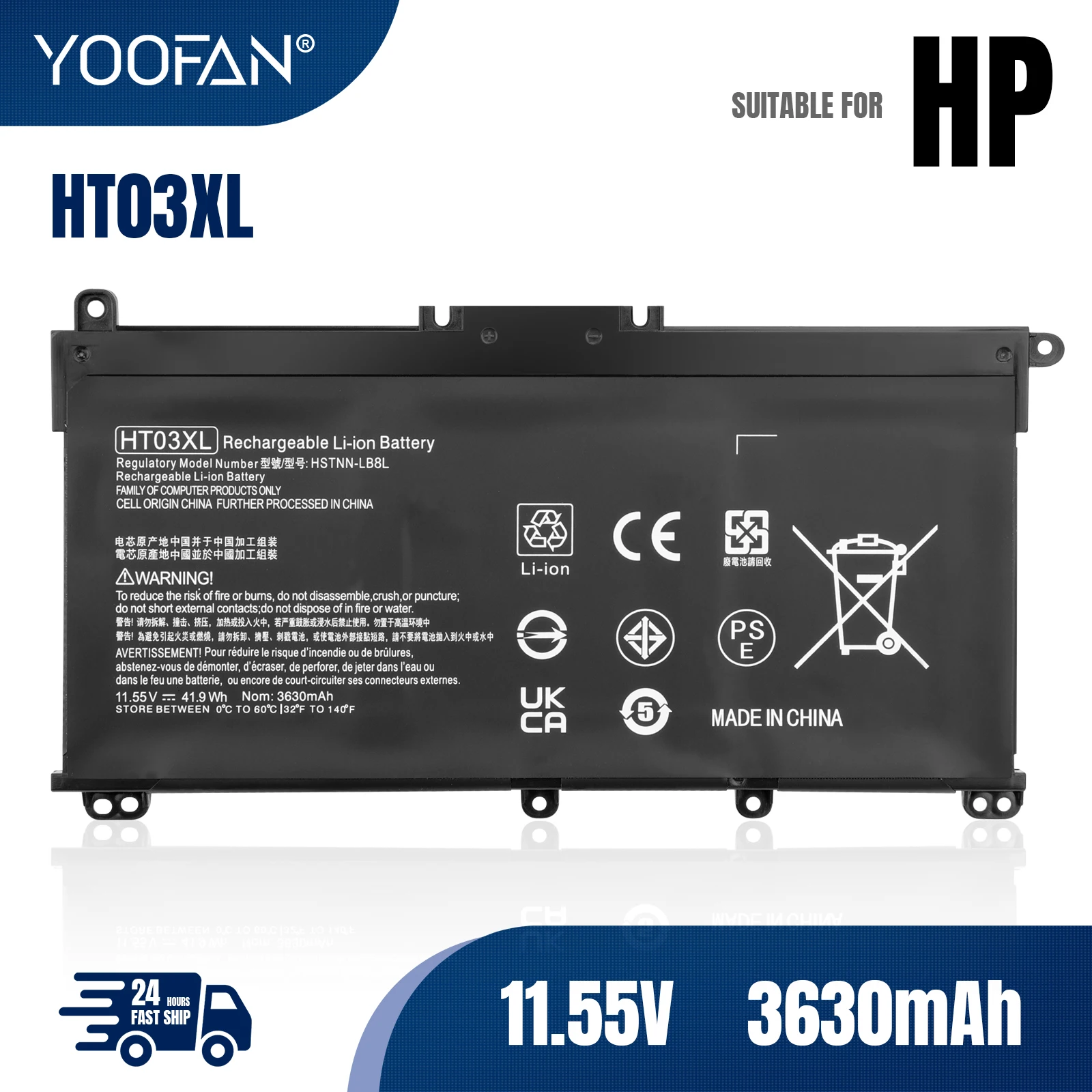 

YOOFAN HT03XL Laptop Battery For Pavilion HP 14-CE0025TU 14-CE0034TX 15-CS0037T 250 255 G7 HSTNN-LB8L L11421-421 HSTNN-LB8M/DB8R