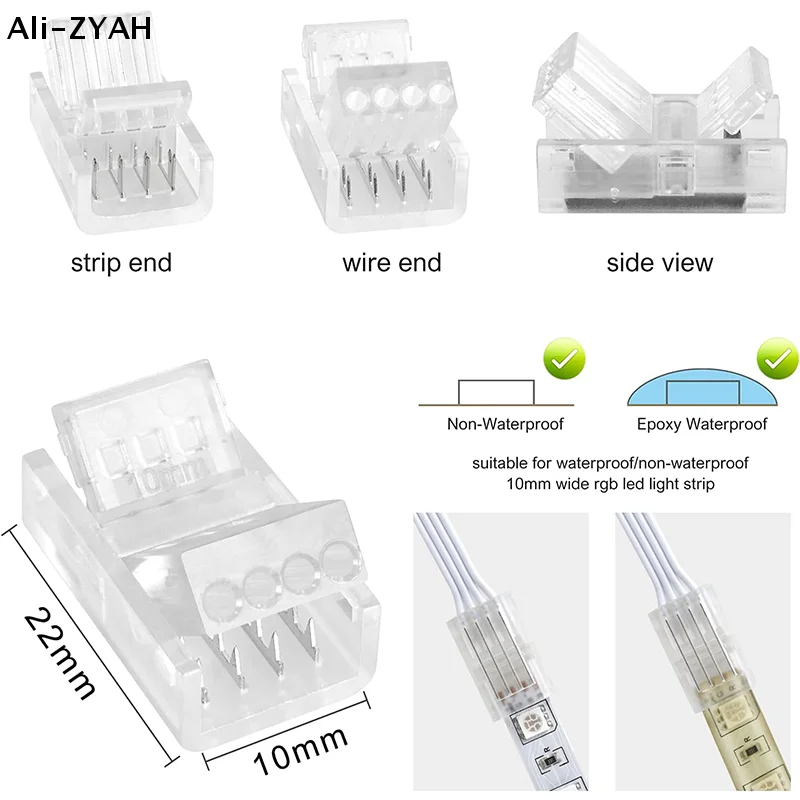 【A1】5/10/15Pcs 4Pin Solderless RGB LED Strip Connectors 10mm Quick Adapters For 5050 Multi-Color Track Lighting