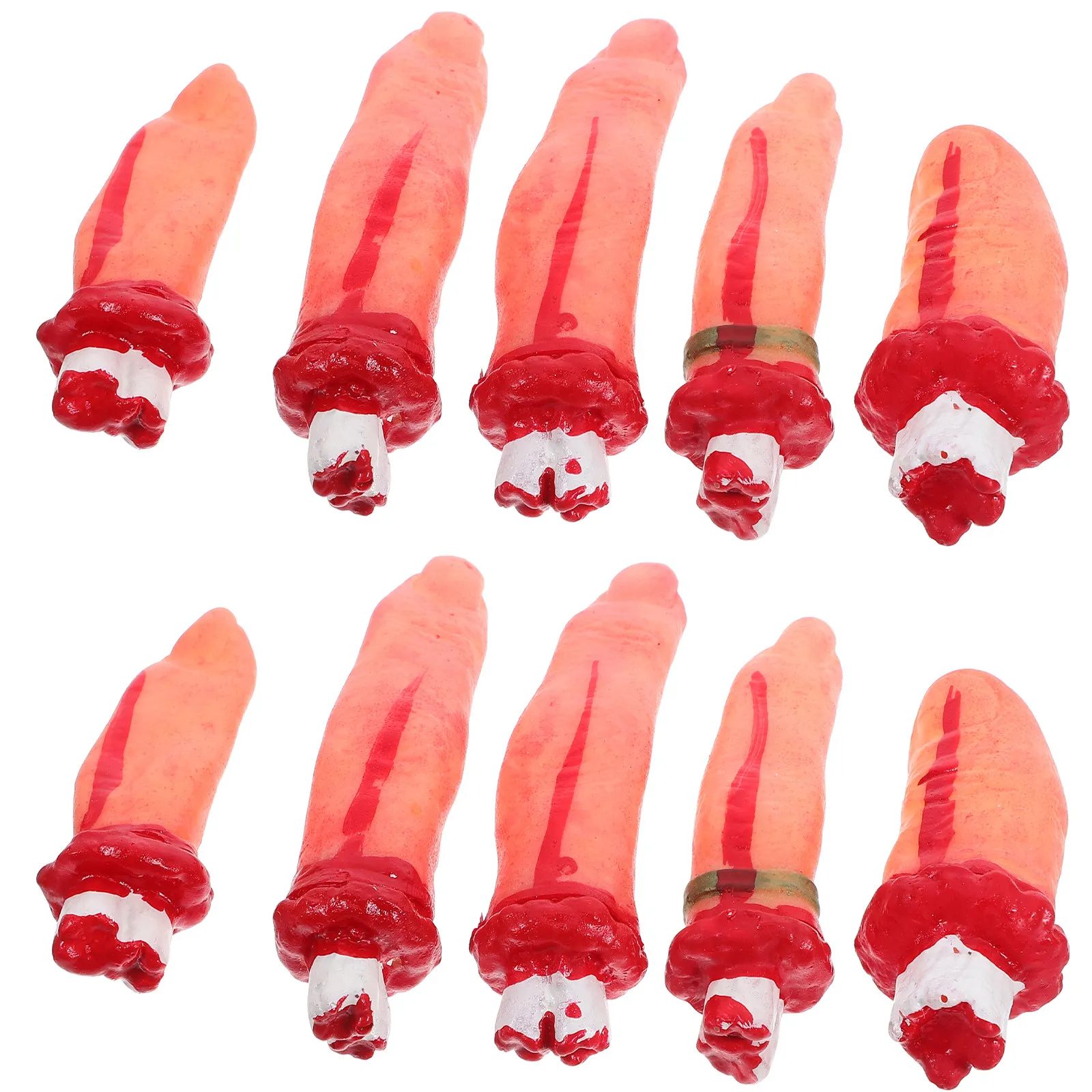 

10Pcs Realistic Artificial Severed Fingers Skin Tone with Vivid Blood Detail Horror Prank Props for Halloween Party Haunted