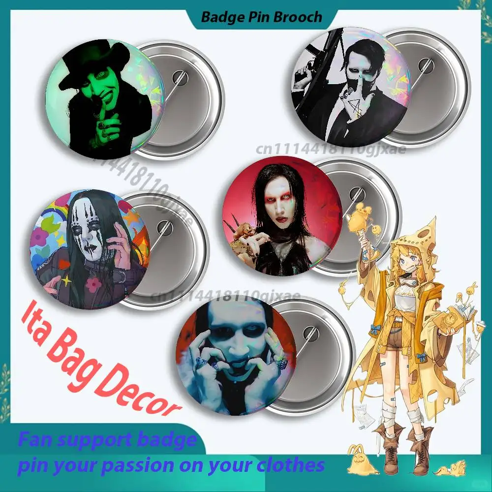 Singer M-Marilyn Mason Badges25 32 44 58 75mm Round Cosplay Pin Fans Collect Friends Gifts Brooch Souvenir Custom