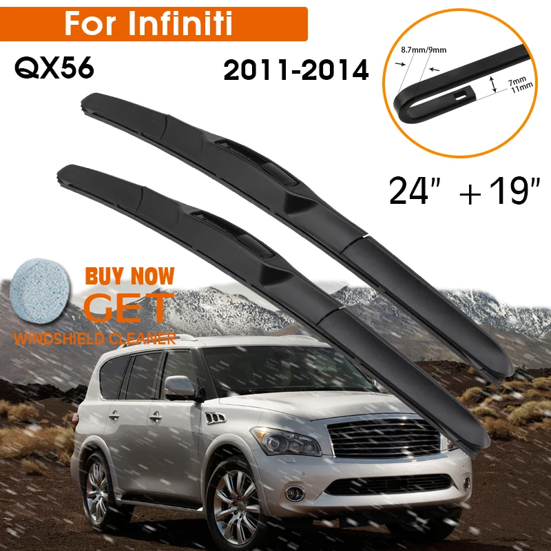 

Car Wiper Blade For Infiniti QX56 2011-2014 Windshield Rubber Silicon Refill Front Window Wiper 24"+19" LHD RHD Auto Accessories