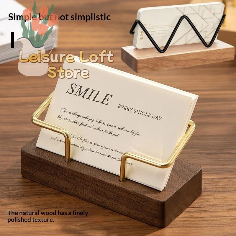 Premium Wooden Business Card Stand with Elegant Desk Design Features