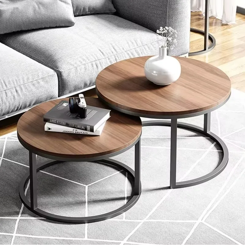 Wood Household Nesting Table, Round Modern Sturdy Center Desk for Living Space Indoor Furnishing