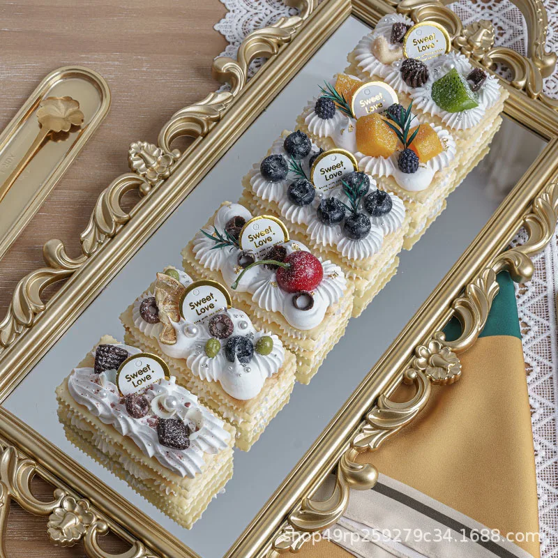 Simulation Three-layer Sandwich Biscuits Clay Handmade Cream Fruit Cake Model Fake Dessert Window Display Decoration