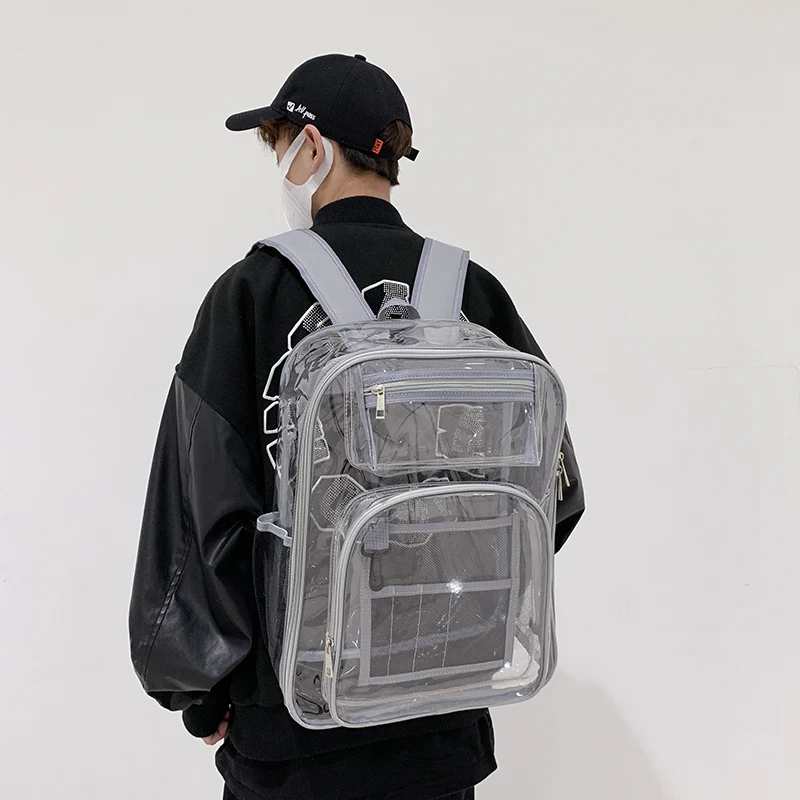 Backpack Waterproof Transparent School Bag Girl Large Capacity Backpack Solid Clear Backpack Men Fashion Transparent Plastic Bag