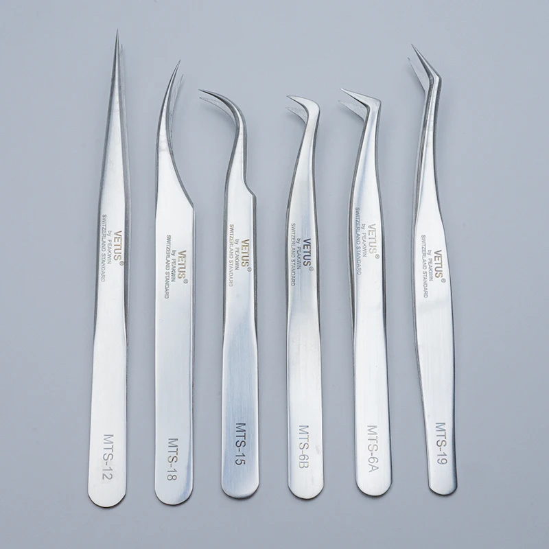 Pinzas para pestañas VETUS, pinzas superduras de acero inoxidable de alta precisión para ventiladores de volumen, extensión de pestañas, maquillaje 2027, 1 ud.
