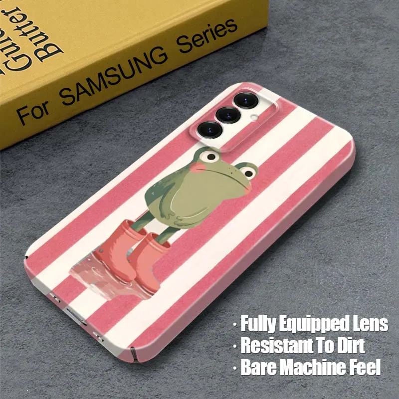 Vertical Stripes Frog Popular Phone Case For Samsung Galaxy S25 S24 S23 S22 S21 Ultra Plus Edge FE 5G Feilin Protective Shell
