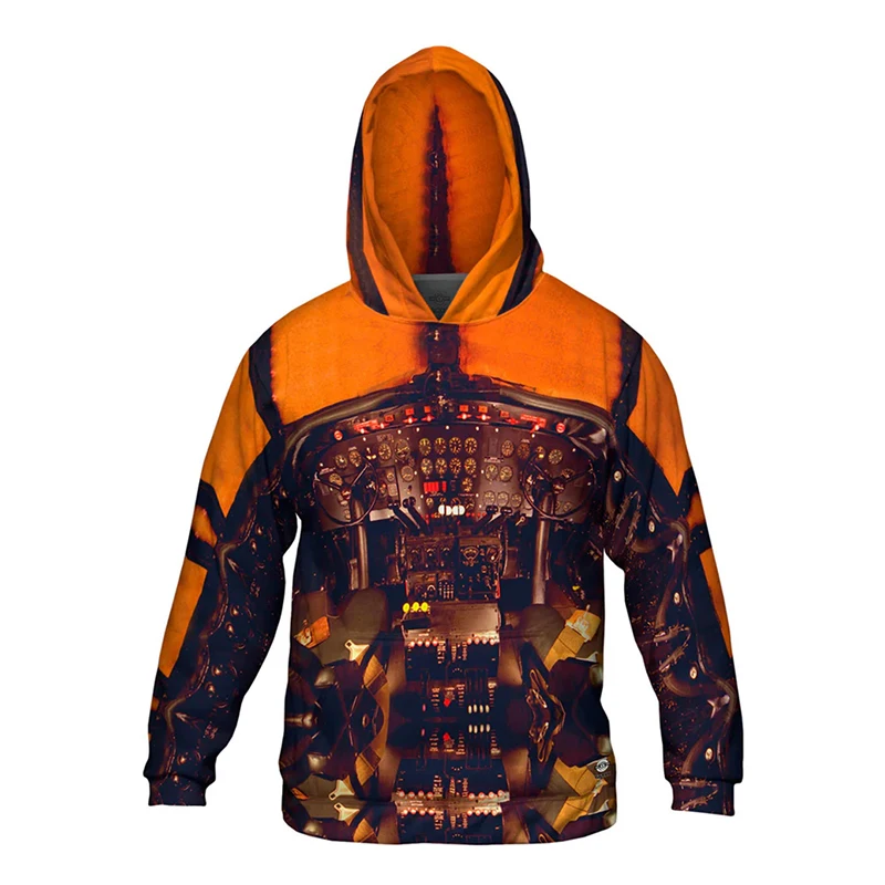 Aircraft Cockpit 3D Printed Hoodie Men's Clothing Unique Novel Pattern Pullover Sweatshirt Harajuku Street Personality Coat