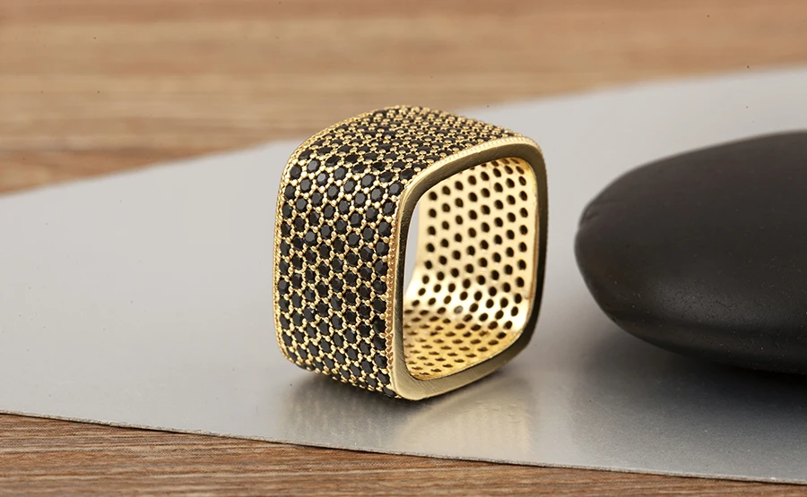 Nidin Neue trendige quadratische Form eingelegte Kristall-Zirkon-Ringe für Frauen und Männer, 5 Farben zur Auswahl, Hip-Hop-Stil, Fingerschmuck, schicke Geschenke – Detail 16