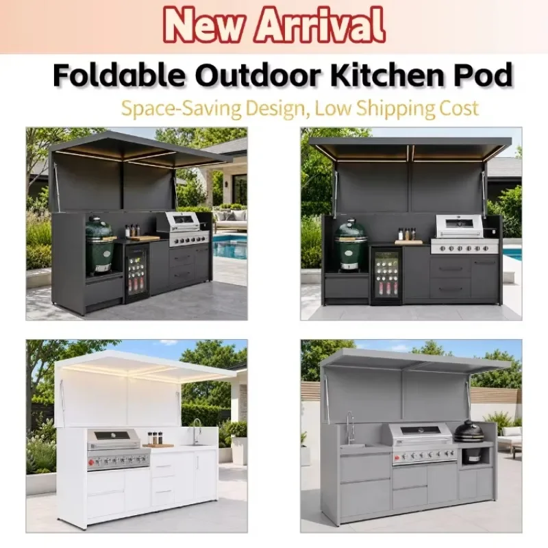 Customized Design Anti-rusty Outside Kitchen Luxury Set with Shed Patio/garden/backyard Stainless Steel Outdoor Kitchen Pod
