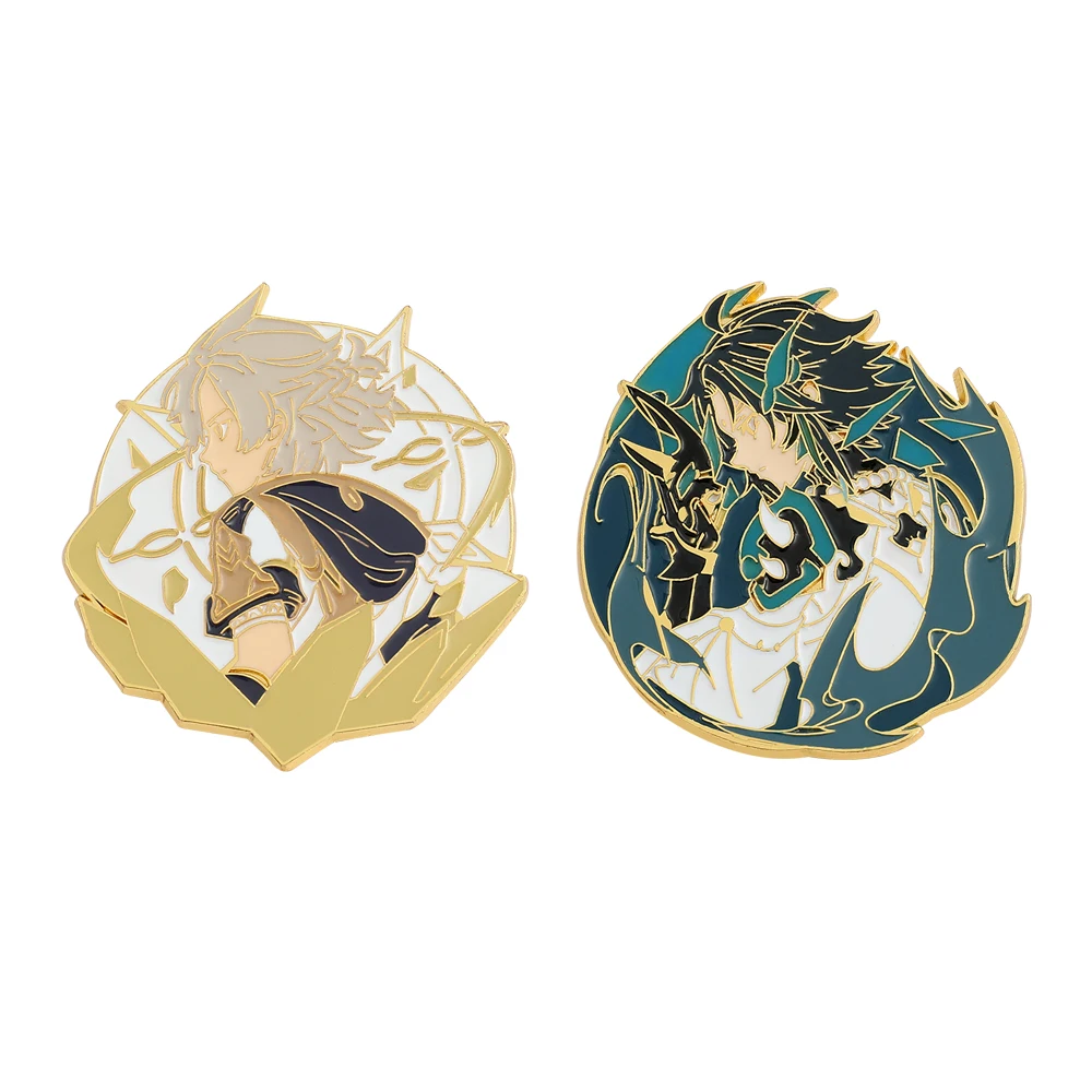 

Game Genshin Impact Figure Badges Xiao Albedo Luminous Anime Enamel Pins Cartoon Button Brooches Fans Collection Accessories
