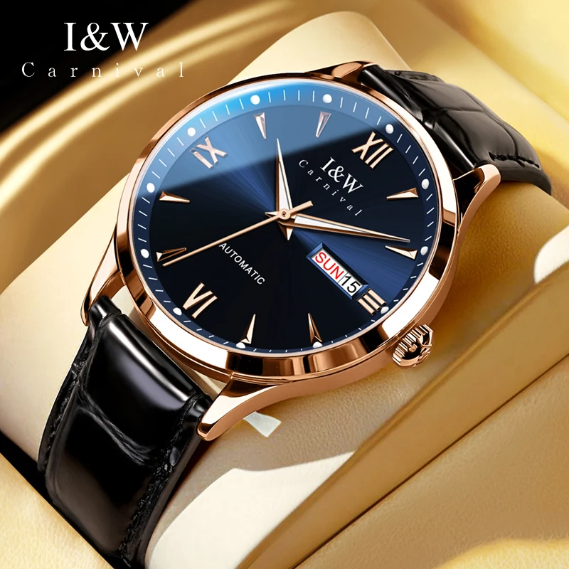 Carnival Brand IW High-End-Serie Automatikuhr Herren Luxus Importiertes Uhrwerk Mechanische Uhren Saphirglas 50M Wasserdicht