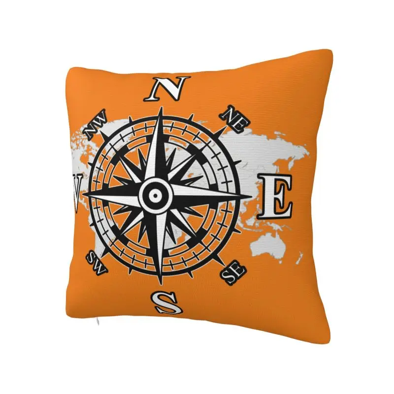 Compass With World Map Throw Pillow Covers Home Decor Kawaii Cardinal Points Of Earth Cushion Decoration Salon Square Pillowcase