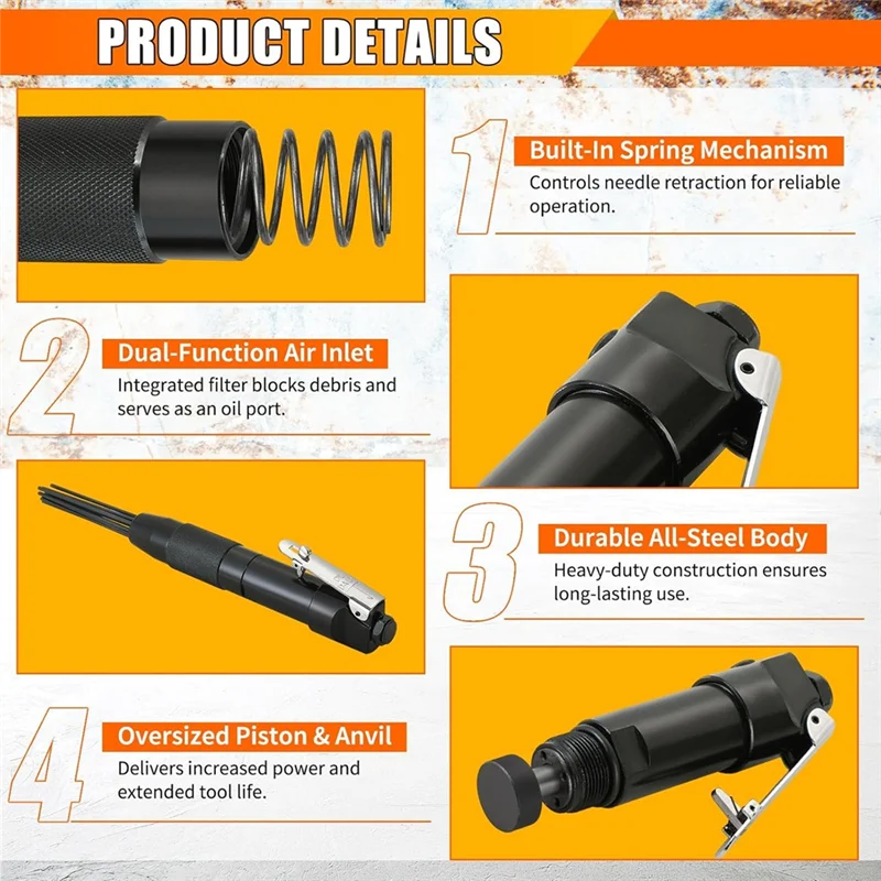 

Акция! Компактный очиститель для удаления ржавчины, краски и грязи 1/4 дюйма, воздушный игольчатый скейлер, очиститель для удаления ржавчины и краски с воздушным питанием