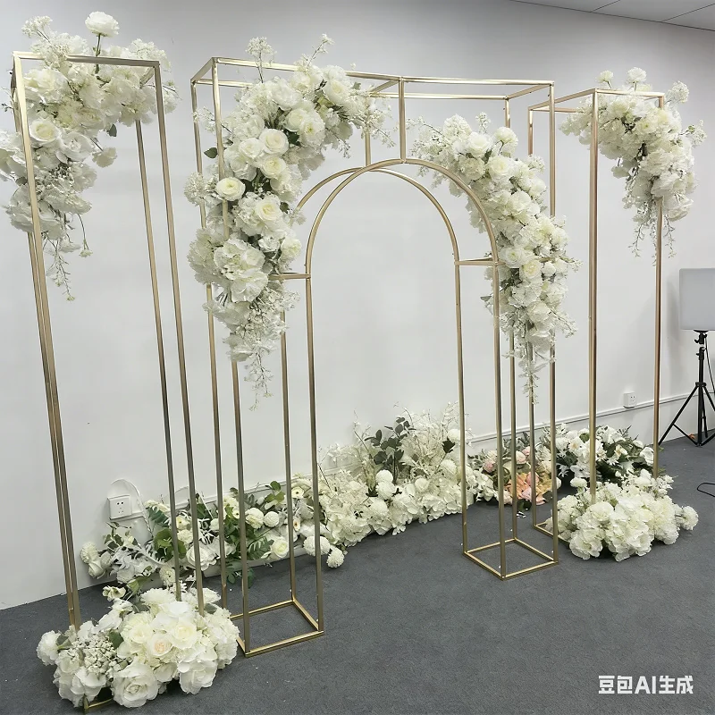 

Свадебный железный каркас-ширма, декор для сцены, декоративная подставка для цветов, фон для вечеринки, позолоченная арка