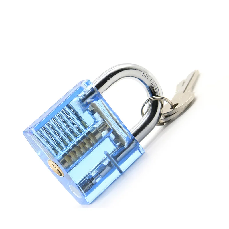 Herramienta de cerrajería, cerradura transparente Visible, candado de práctica recortada, juego 2 en 1 con 12 Uds. De ganchos para quitar llaves rotas