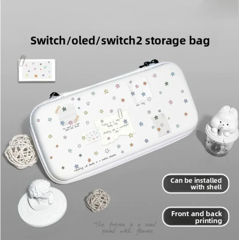 Cute Star Floral EVA Hard Shell Case for Switch OLED/Switch 2, Shockproof Protective Bag for Gamers & Girls Gift, Korean Style