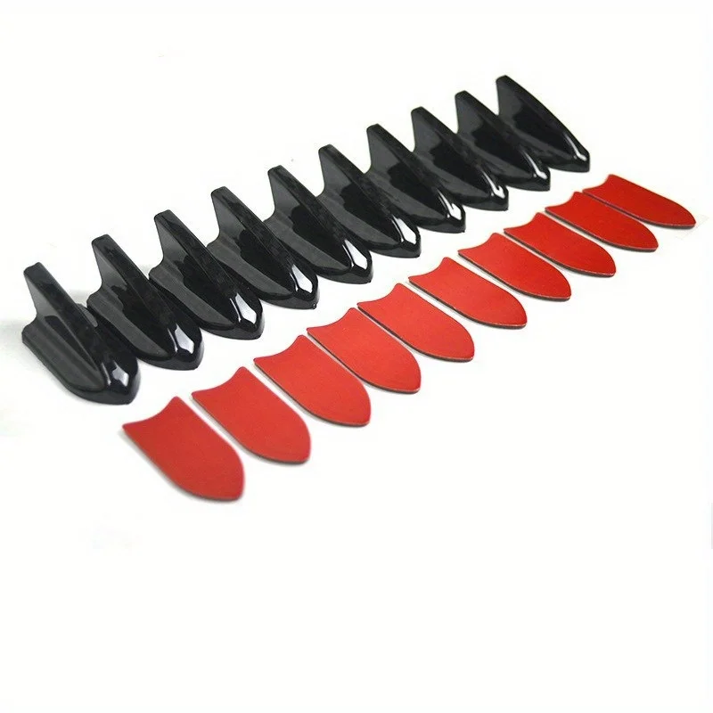 

10Pcs Car Roof Spoiler Black Shark Fin Shape Car Body Spoiler Kit With Self-Adhesive Tapes For Most Cars