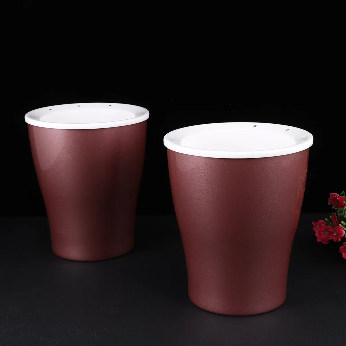 2Pcs Self Watering Flowerpot Plastic Planter Rose Gold Middle Size Creative Gardening Plant Holder Water Storage Pot for Home