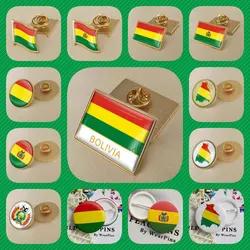 Bolivia Bolivians Map Flag National Emblem National Flower Brooch Badges Lapel Pins