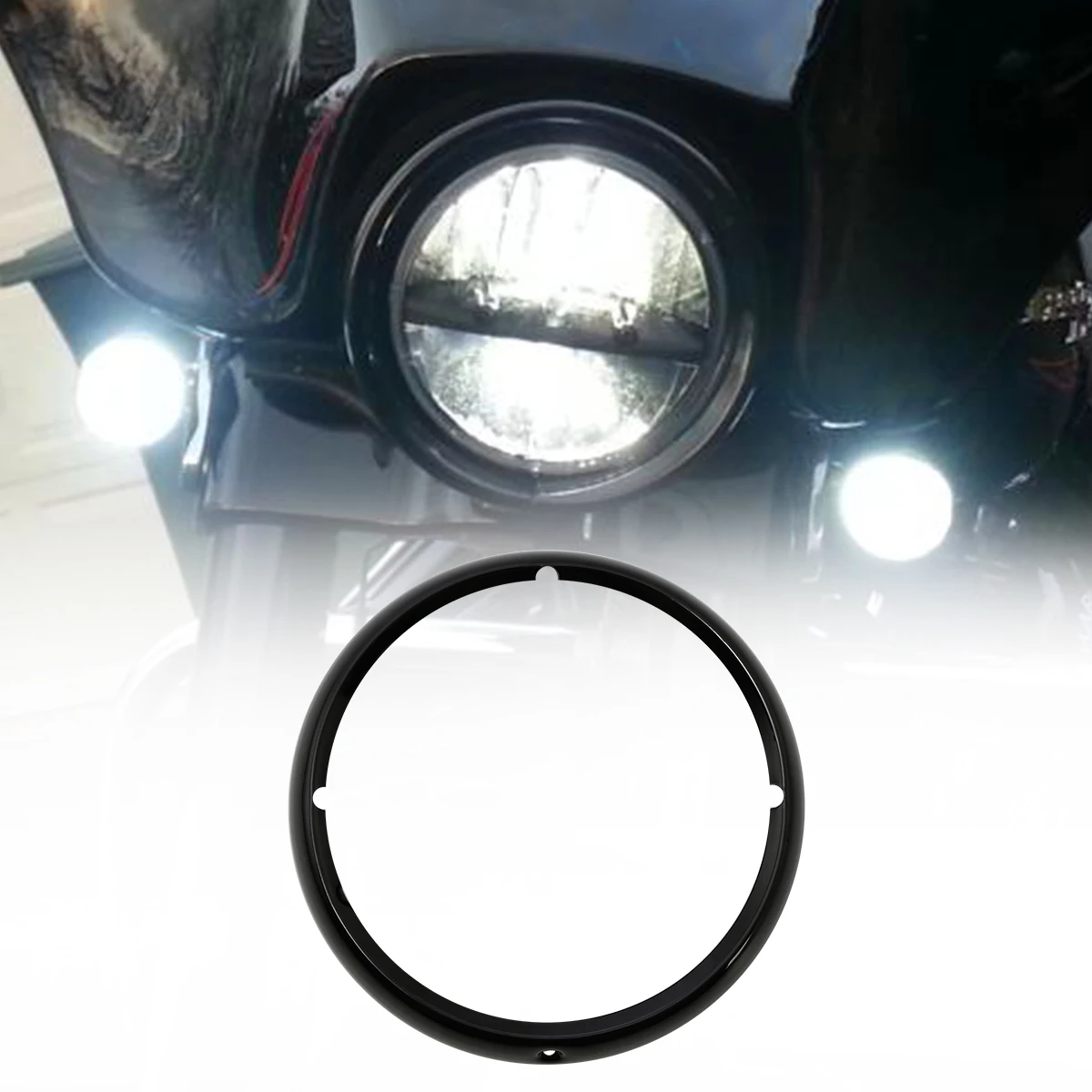 

Черное 7-дюймовое кольцо накладки на фару, подходящее для мотоцикла Harley Touring Road King Street Glide Tri Glide Electra Glide