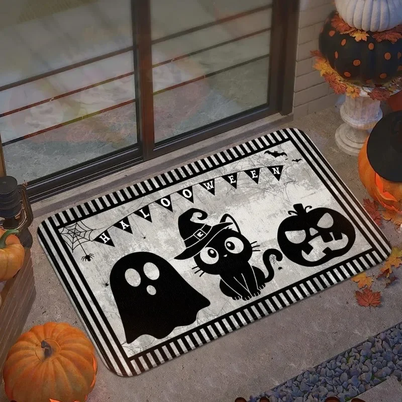 New Halloween carpet mat Cartoon cat pattern soft non-slip entry mat non-slip mat Bedroom living room mat Halloween decoration