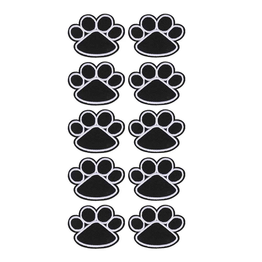 10 Pcs Dog Paw Iron On Patches for Jeans Shirts Bags Hats Embroidered Garment Accessories Backing Stickers Child Apparel