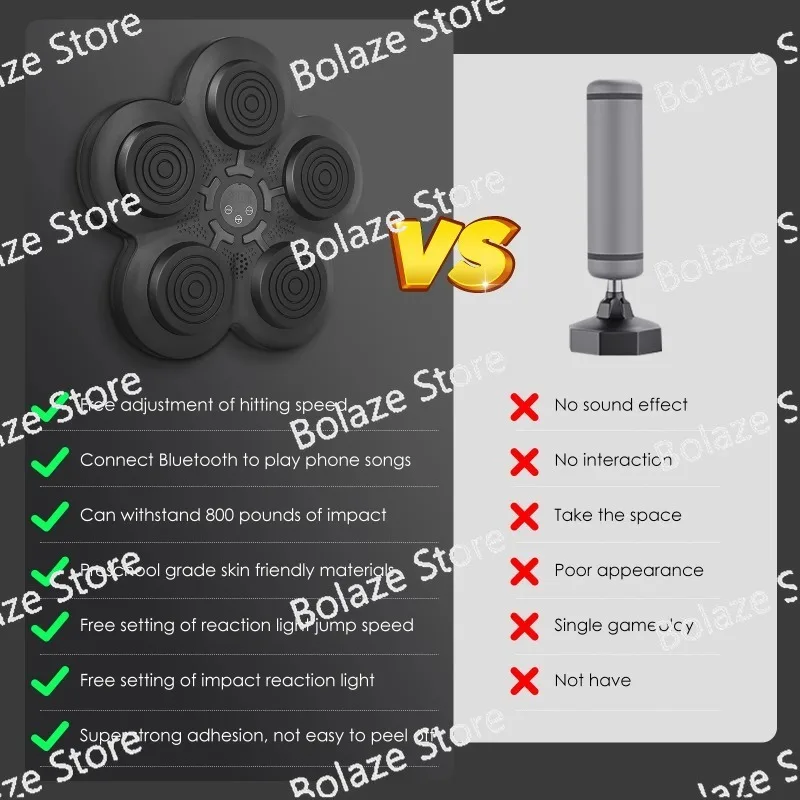 Imagem -04 - Máquina Eletrônica do Alvo da Parede Music Boxing Machine Dispositivos de Treinamento com Luvas de Boxe Lights And Bluetooth Sensor