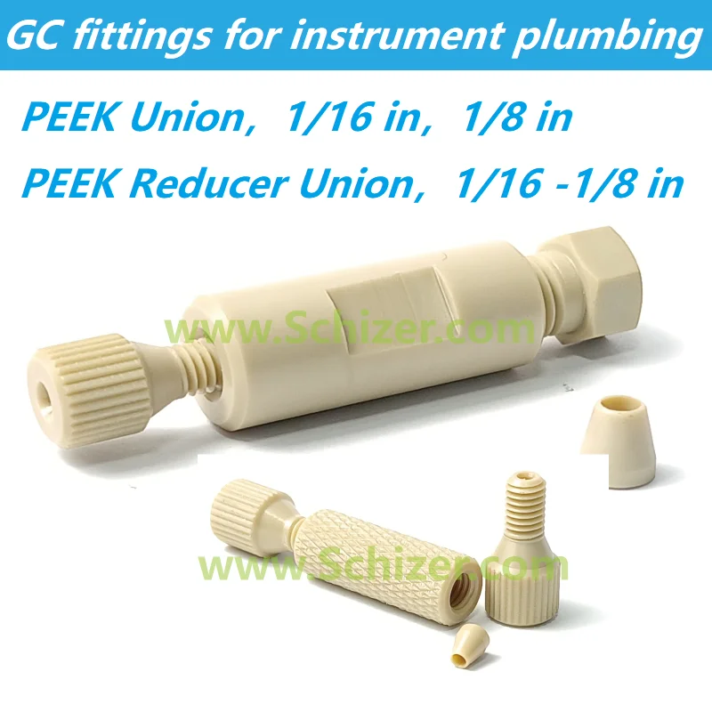 

1/16 inch PEEK Tube Union Reducer GC HPLC Fittings for Instrument Plumbing Connector for Agilent Shimadzu