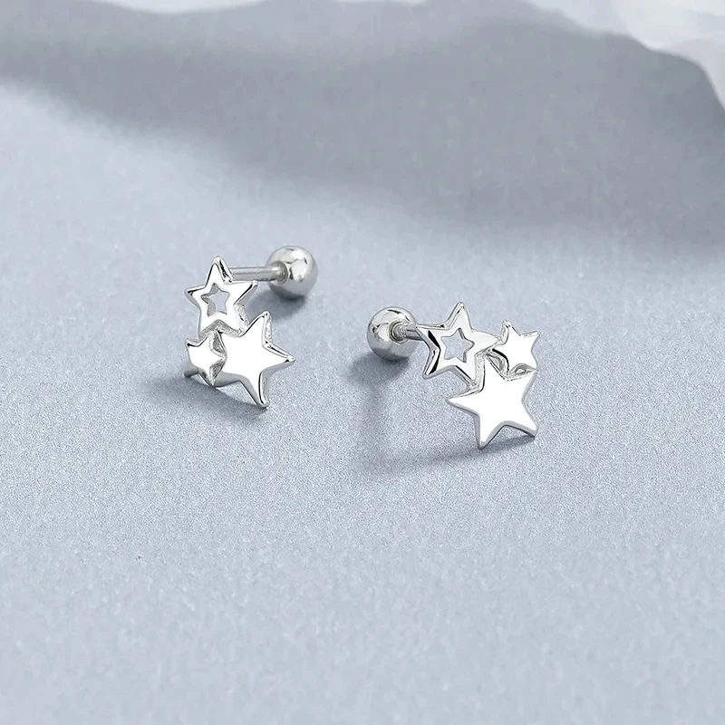 New Charming Multiple Styles Stud Earrings for Women Silver color Daily Wear Ear Girls Fashion Party Gift Piercing Jewelry