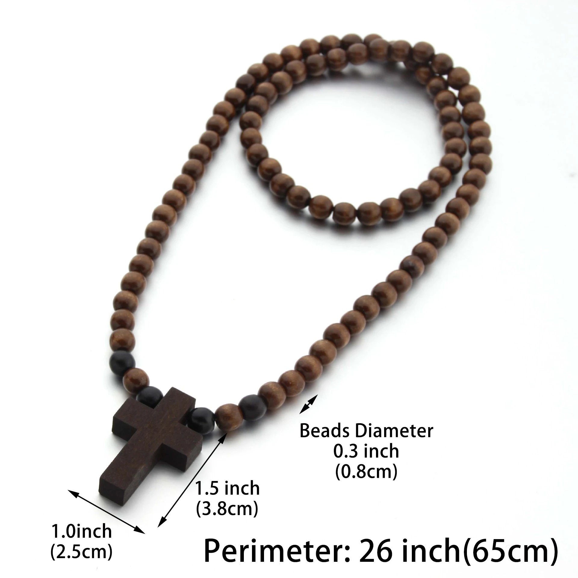 Cool Natural Wood Cross Beaded Necklace for Men and Women Beads Bracelet Chain Wooden Peaceful Meditation Christian Accessories