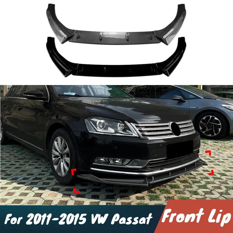 

Для VW Passat 2011-2015 автомобильный передний бампер, спойлер для губ, черный карбоновый комплект кузова, защитная защита, внешние аксессуары