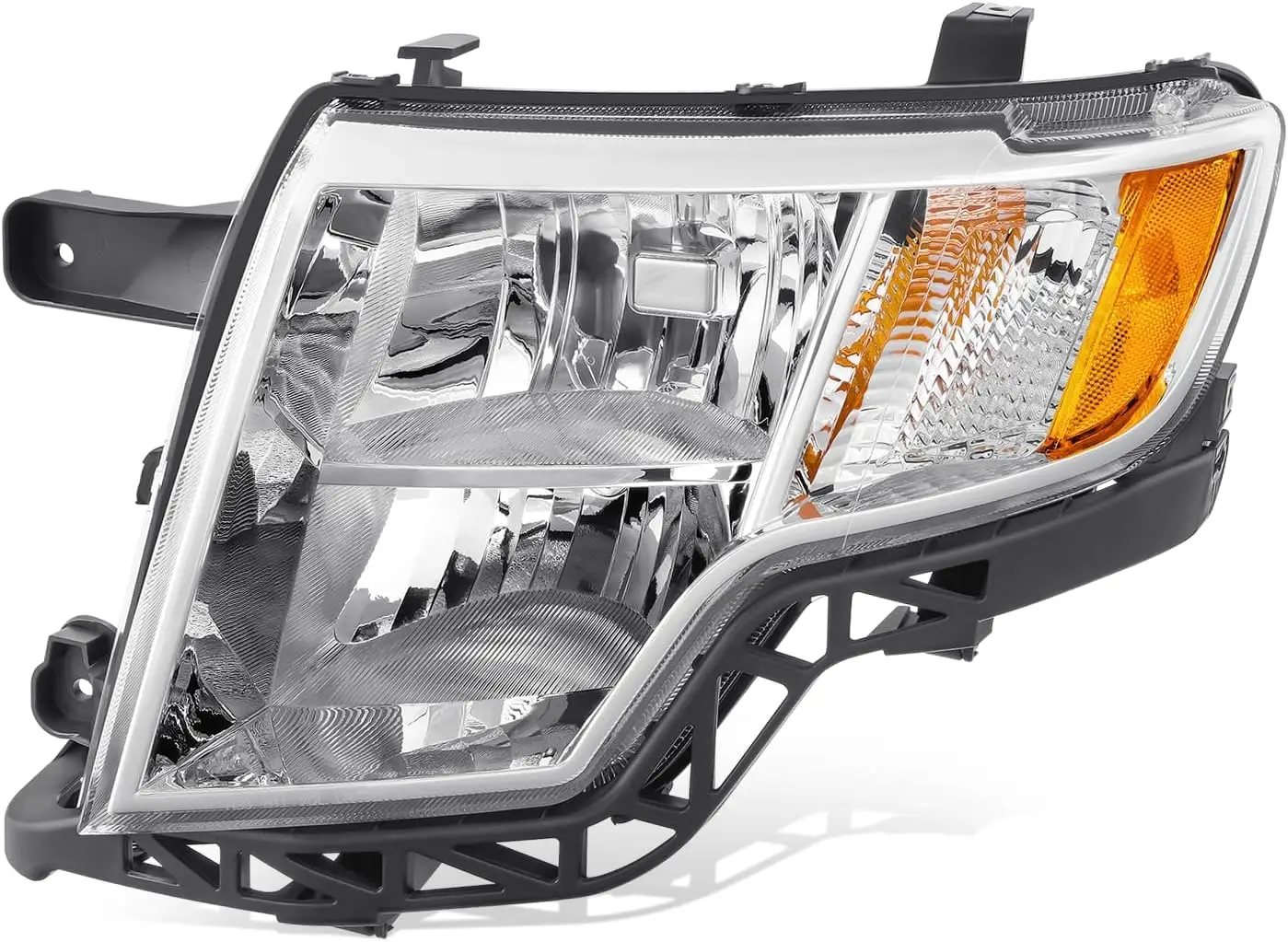 

- Factory Style Halogen Headlight Assembly Compatible with Ford Edge 2007-2010, Driver Left Side, Chrome Housing Amber Corner