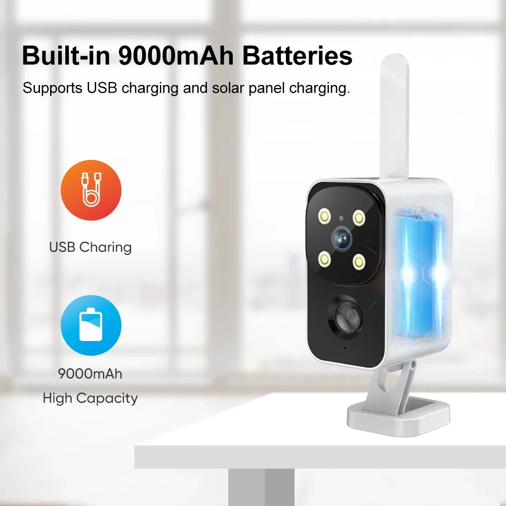 1-3PCS Ubox WiFi Security Battery Camera 4MP Wireless Outdoor Surveillance Camera Night Vision PIR Human Motion Two-way Audio