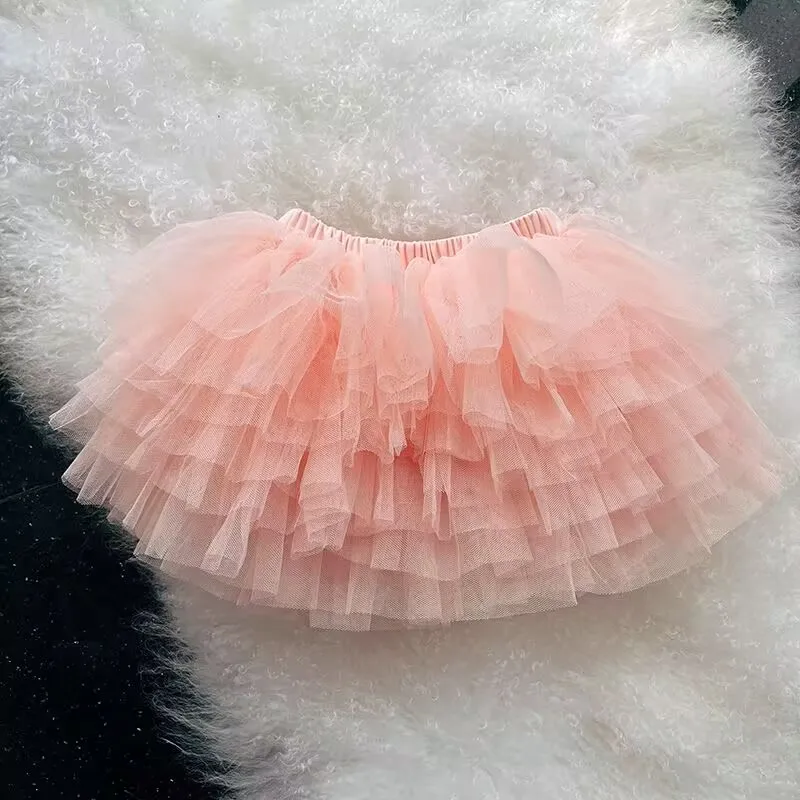 Adorable Baby Girls Tutu Skirt Spring Summer 6 Layers-Mesh Frilly Kids Dancing Skirt for Children Dresses Baby Clothes Xmas 1-7Y