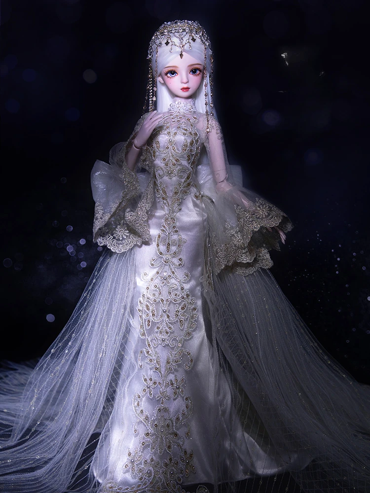 New 1/3 Bjd Doll Full Set 60cm Handmade Fashion White French Wedding Dress Bride Female Ball Jointed Doll Toys for Girls