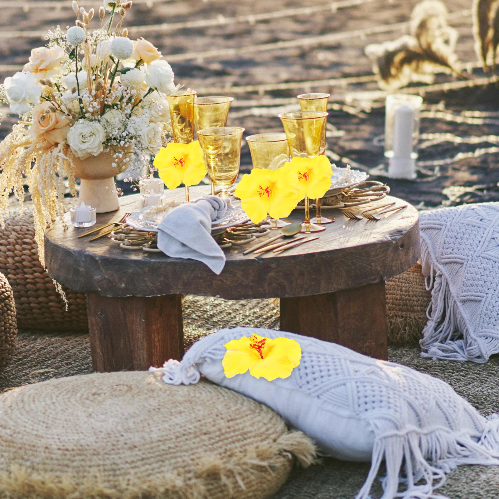 

10 Pcs Hawaiian Artificial Flowers Fake Wedding Faux Eva Decorations Miss Luau