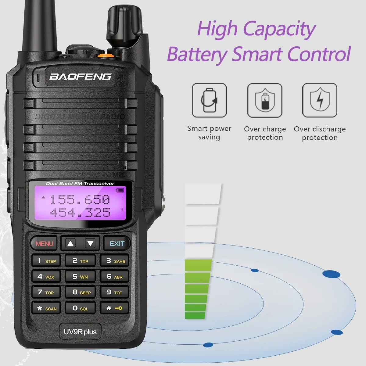 

New Baofeng UV-9R Plus V2 Waterproof Tri-Power Walkie Talkie Dual Band Portable CB Hunting Long Range Transceiver Two Way Radio