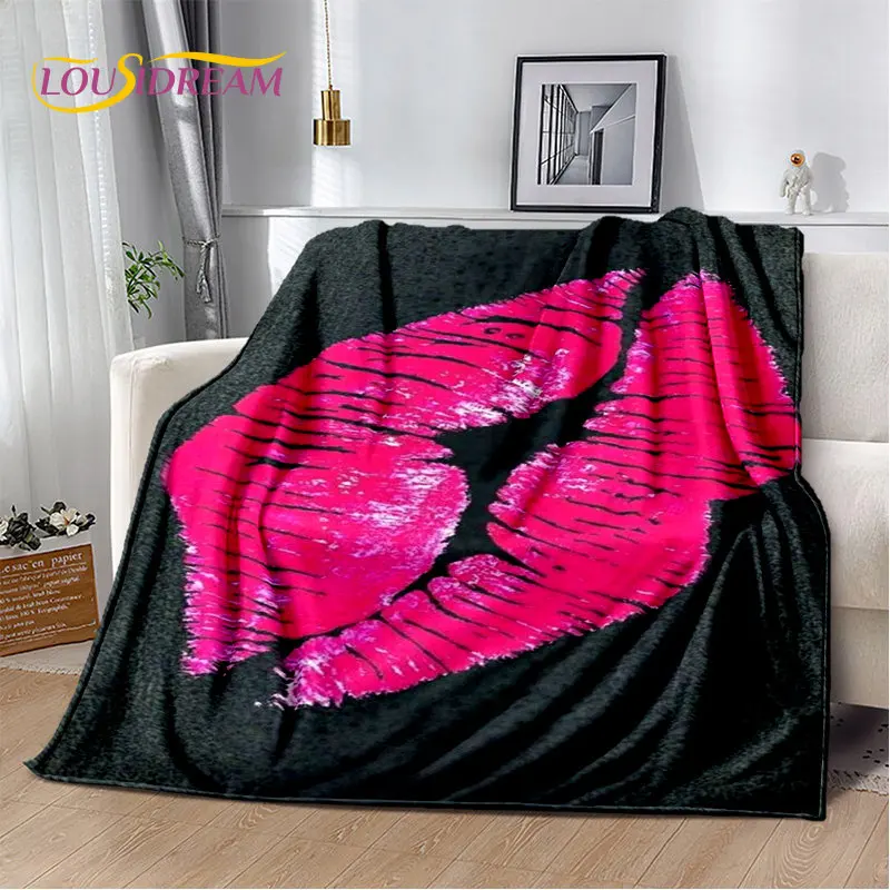 3D Sexy Girls Lips Mouth Series Soft Plush Blanket,Flannel Blanket Throw Blanket for Living Room Bedroom Bed Sofa Picnic Cover