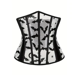 2024 Fishbone Corset Bat Print Waist Seal Shaped Body Outwear Waist Clip Belt Black Underbust Corset Women Lingerie Waist belt