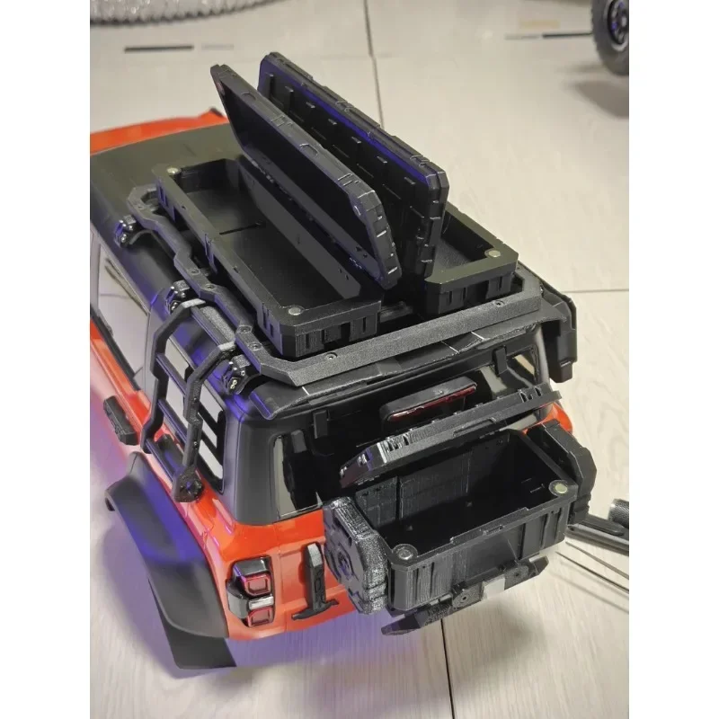 For KM Bronco Raptor 1/8 RC Crawler Roof Box Rear Cargo Box Side Ladder Side Window Extension Upgrade Decoration Accessory Kit