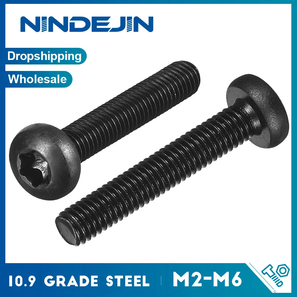 5-50pcs Torx Pan Head Machine Screw M2 M2.5 M3 M4 M6 10.9 Grade Black Plated Steel Six Lobe Star Screw For Auto & Machinery