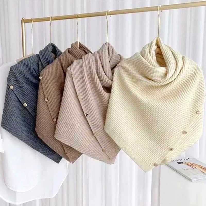 

Korean Shawl Ponchos Muffler Women Knitted Scarf Warm Winter Thick Wool Nechercheif Bufandas Design Shawl Echarpe