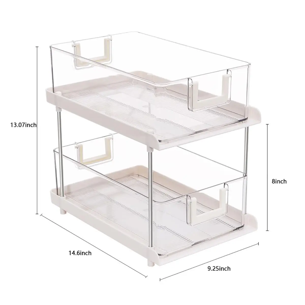 2-Tier Clear Organizer with Dividers Under Sink Organizers Storage Bathroom Cabinet Organizer Stackable Pull Out