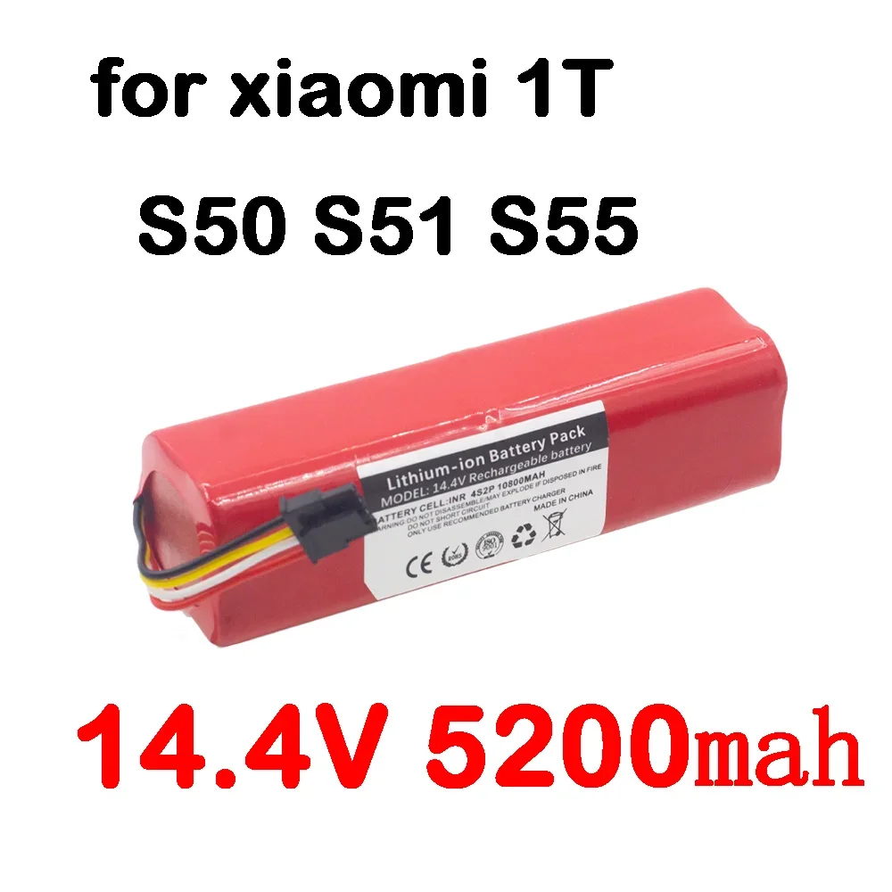 Battery for Xiaomi Mijia Robot Vacuum Cleaner Roborock 1T S50 S51 S55 New Li-Ion 18650 14.4V 14.8V 5200mAh