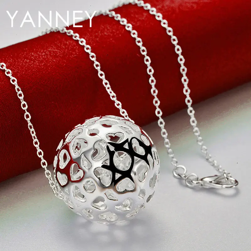 Fine 925 Sterling Silver 16-30 Inches Luxury Ball Necklace For Women Men Fashion Gift Jewelry Party Wedding Christmas