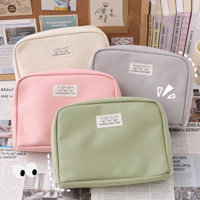 

Пенал большой емкости Kawaii, пеналы для девочек, милые корейские канцелярские принадлежности, школьные принадлежности, чехол для ручек, органайзер