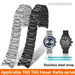 22 24mm Solid steel exquisite silver black fine workmanship metal strap watchband For TAG Heuer Super CARRERA WAY201A F1 MONACO