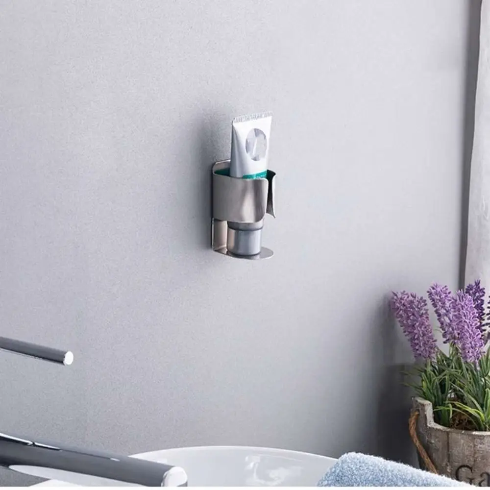 Stainless Steel Double-Sided Non-Marking Stand Rack Wall-Mounted Holder Toothpaste Organizer Electric Toothbrush holder